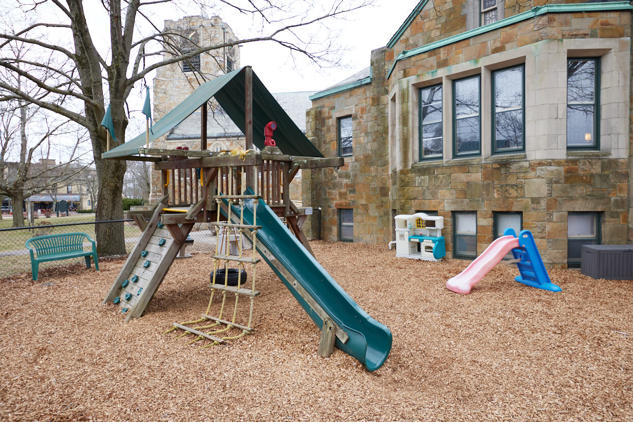 Play area of Pine Village Preschool Newton Highlands, Massachusetts – Child Care Center