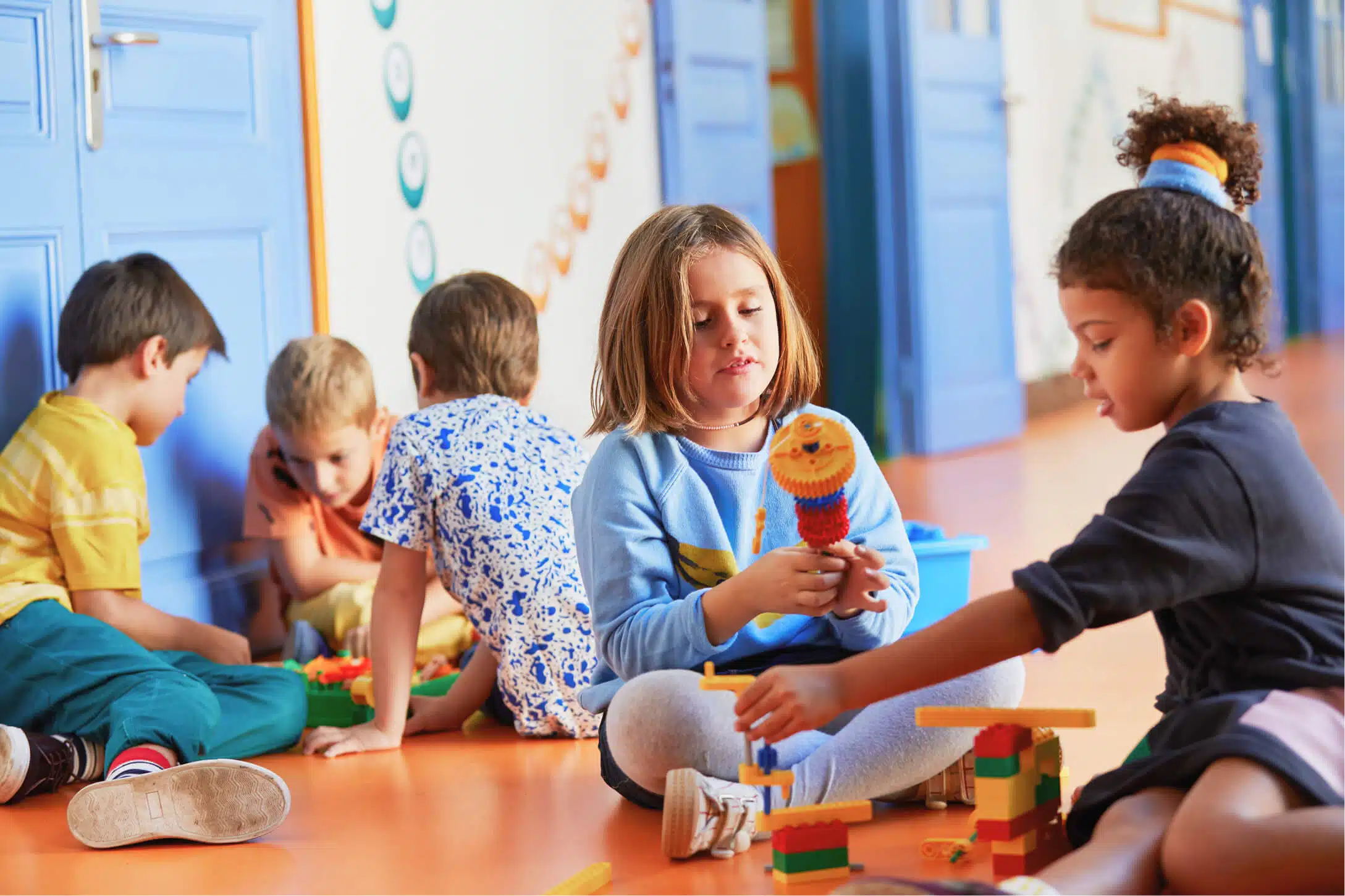 Students are playing in the room